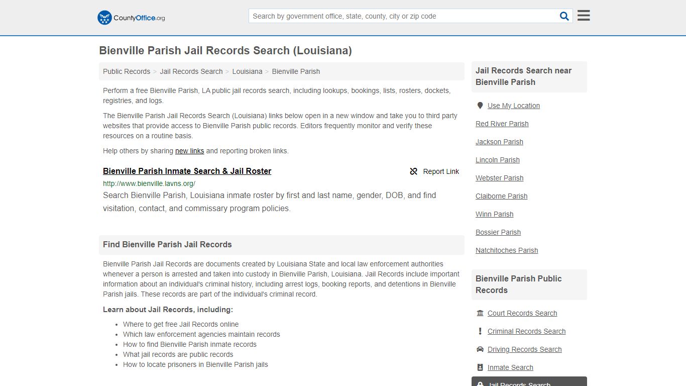 Bienville Parish Jail Records Search (Louisiana) - County Office